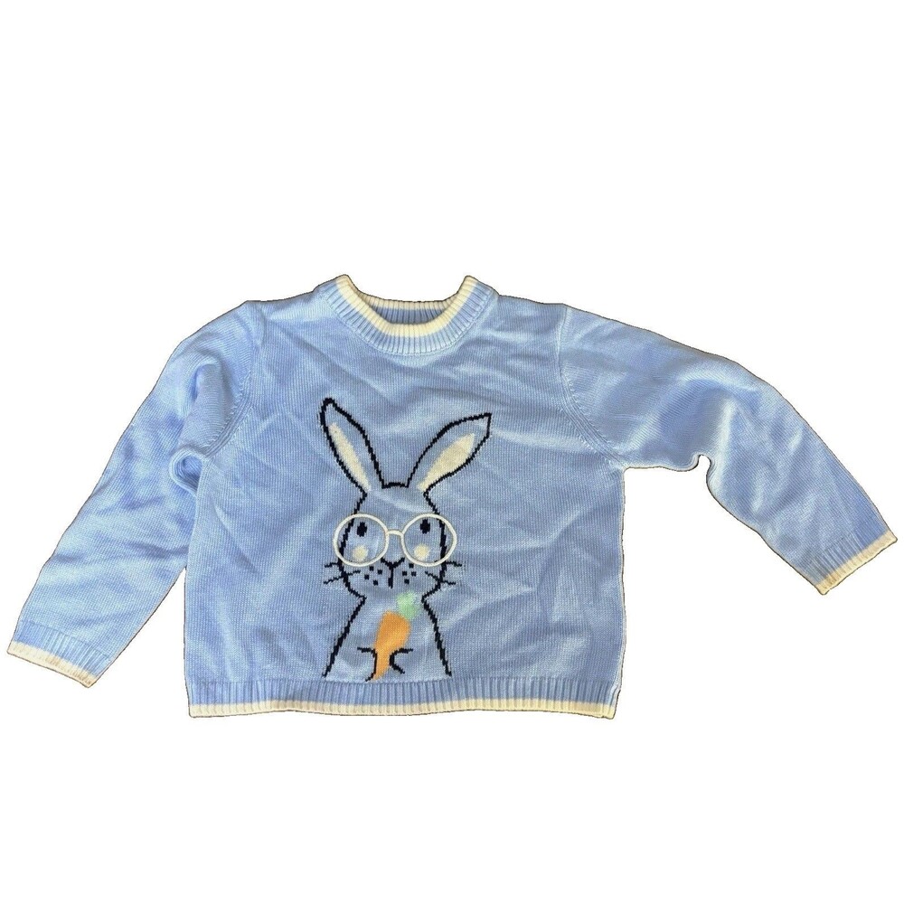 Celebrate! Easter Bunny Graphic Knit Sweater Blue 12-18M Crewneck Pullover